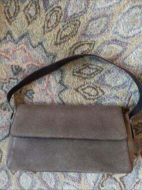 Vintage BRUNOMAGLI Lizard-Embossed Leather Shoulder Bag-Handmade in Italy